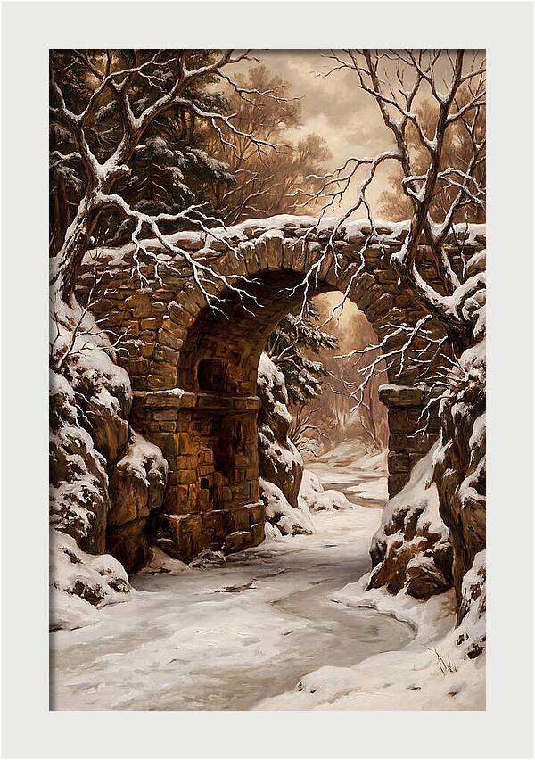 Old Stone Bridge In Winter