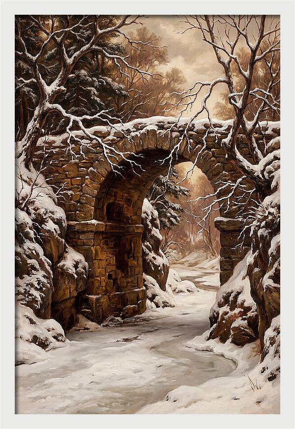 Old Stone Bridge In Winter