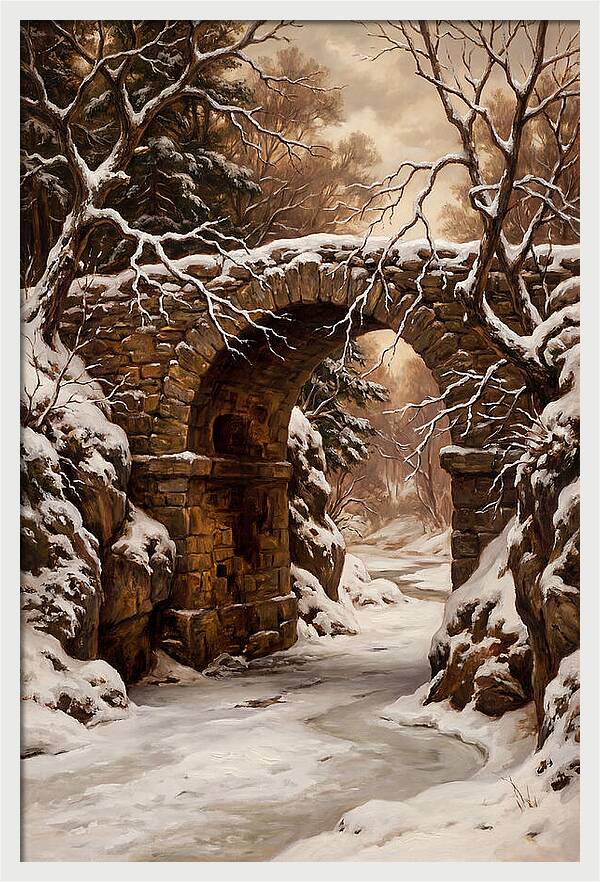 Old Stone Bridge In Winter