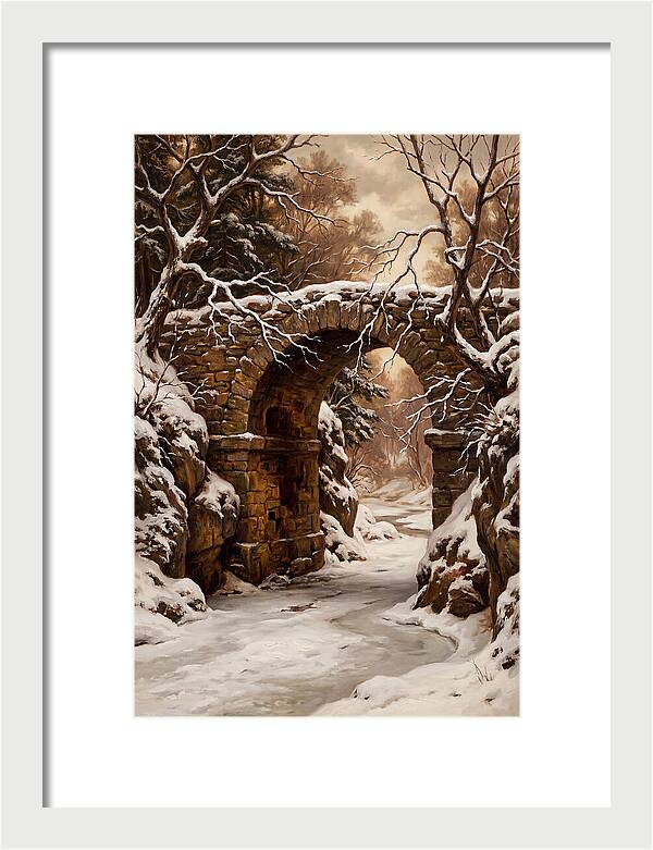 Old Stone Bridge In Winter