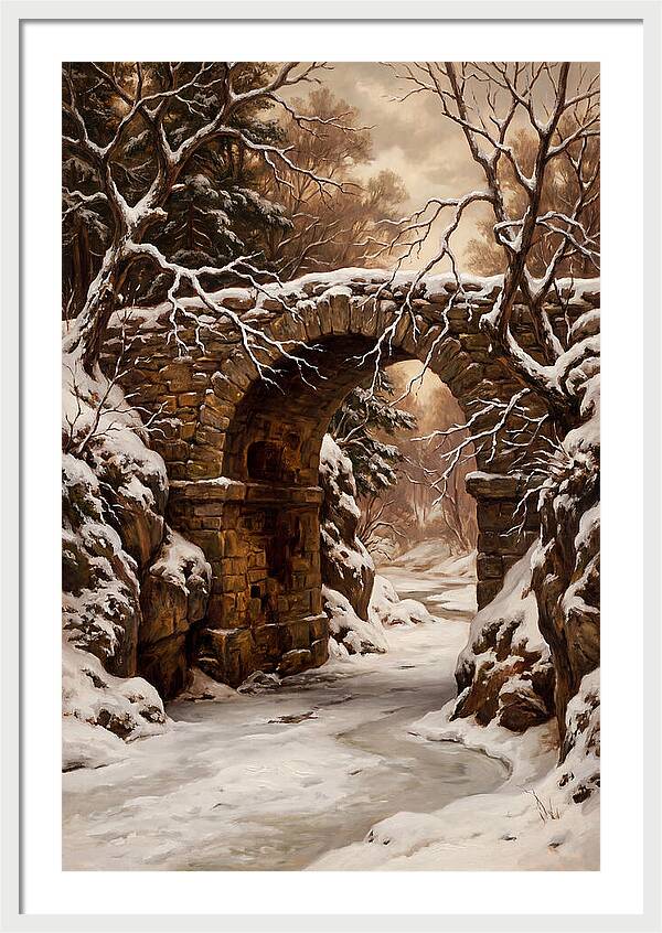 Old Stone Bridge In Winter