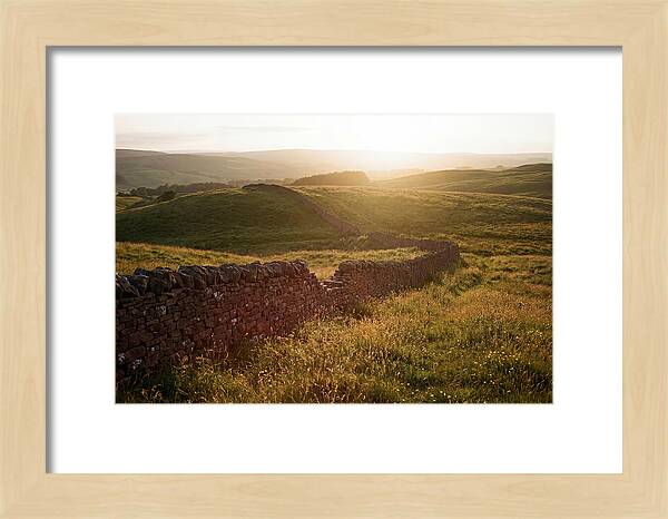Old Stone Wall Through Green Hills