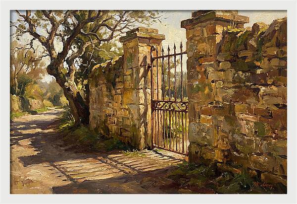 Old Stone Wall With Iron Gate