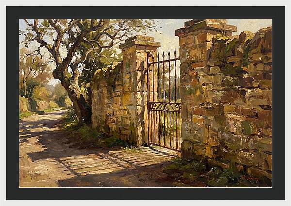 Old Stone Wall With Iron Gate