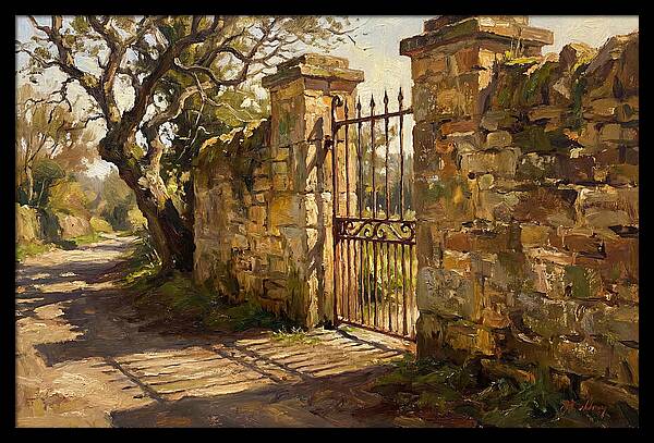 Old Stone Wall With Iron Gate