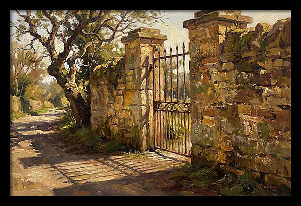 Old Stone Wall With Iron Gate