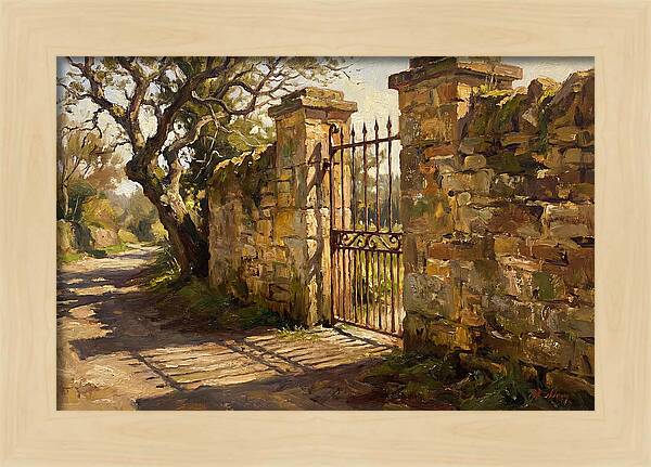 Old Stone Wall With Iron Gate