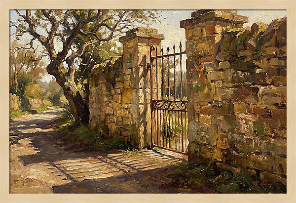 Old Stone Wall With Iron Gate