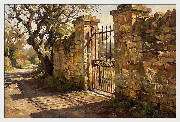 Old Stone Wall With Iron Gate