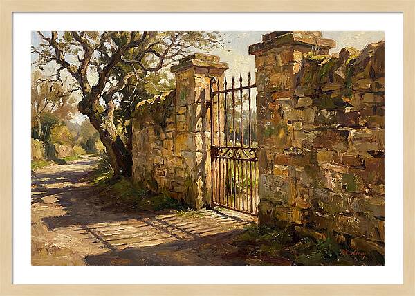 Old Stone Wall With Iron Gate