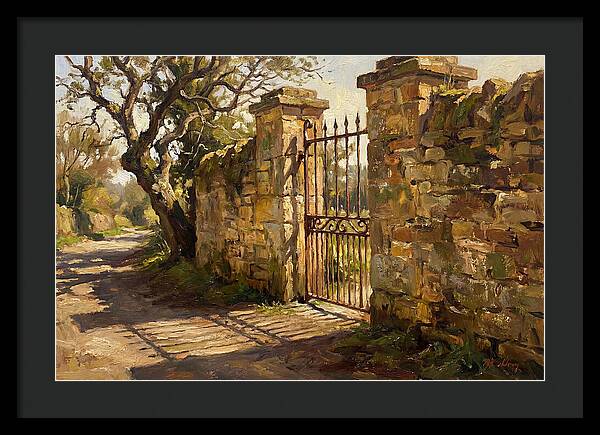 Old Stone Wall With Iron Gate