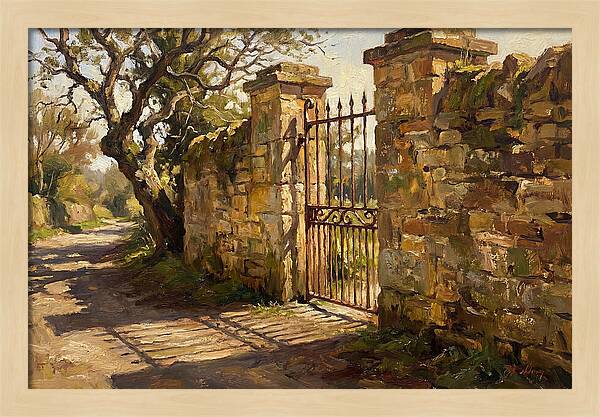 Old Stone Wall With Iron Gate
