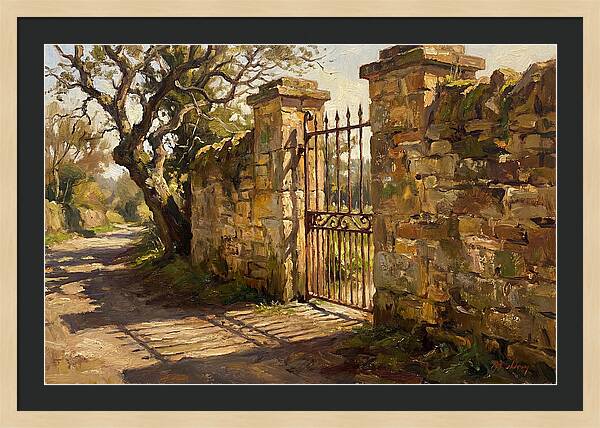 Old Stone Wall With Iron Gate