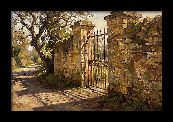 Old Stone Wall With Iron Gate
