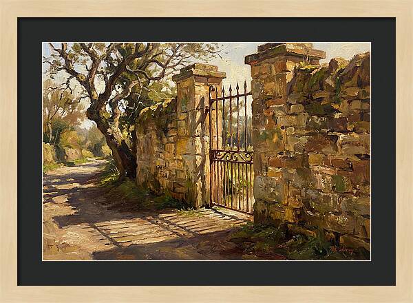 Old Stone Wall With Iron Gate