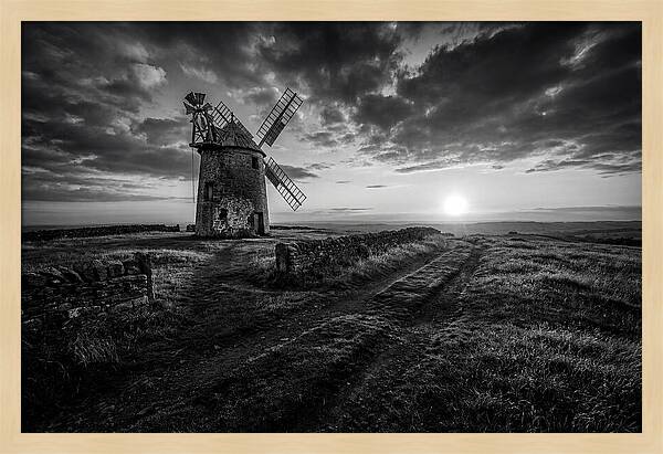 Old Stone Windmill At Sunset
