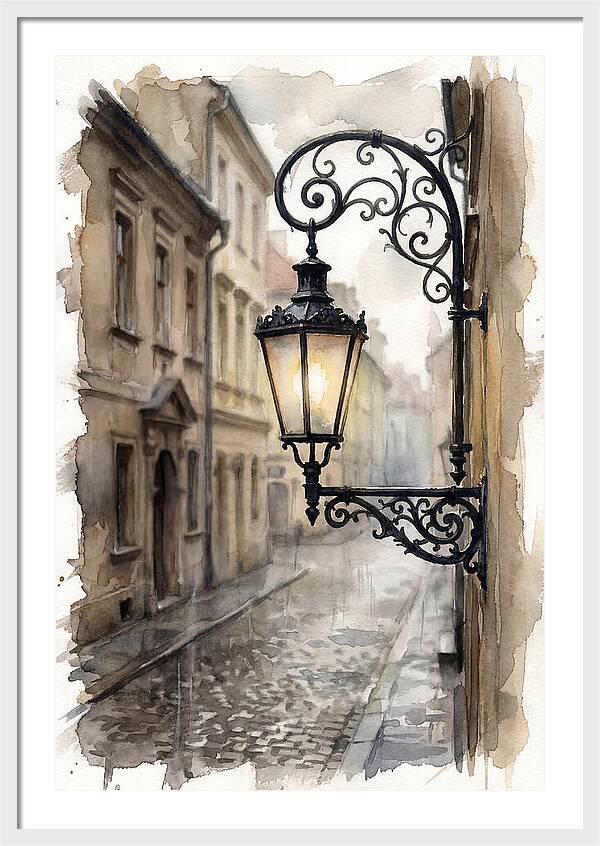 Old Street Lamp In Rain