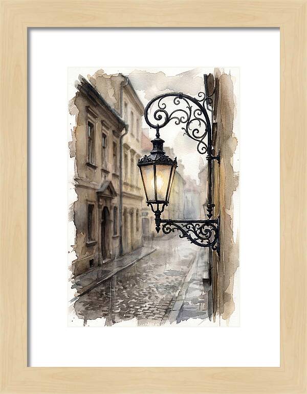 Old Street Lamp In Rain