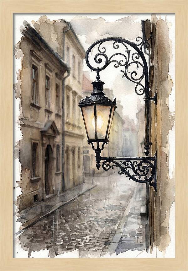 Old Street Lamp In Rain
