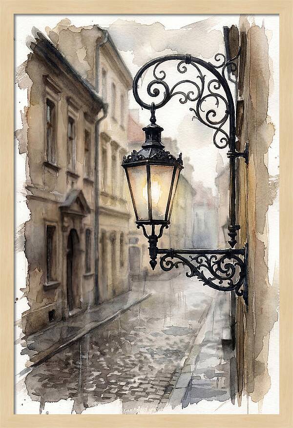 Old Street Lamp In Rain