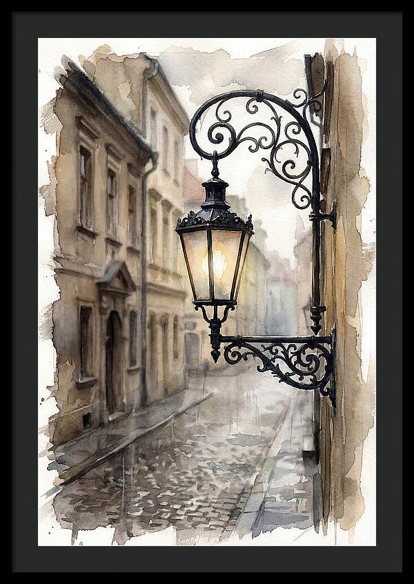 Old Street Lamp In Rain