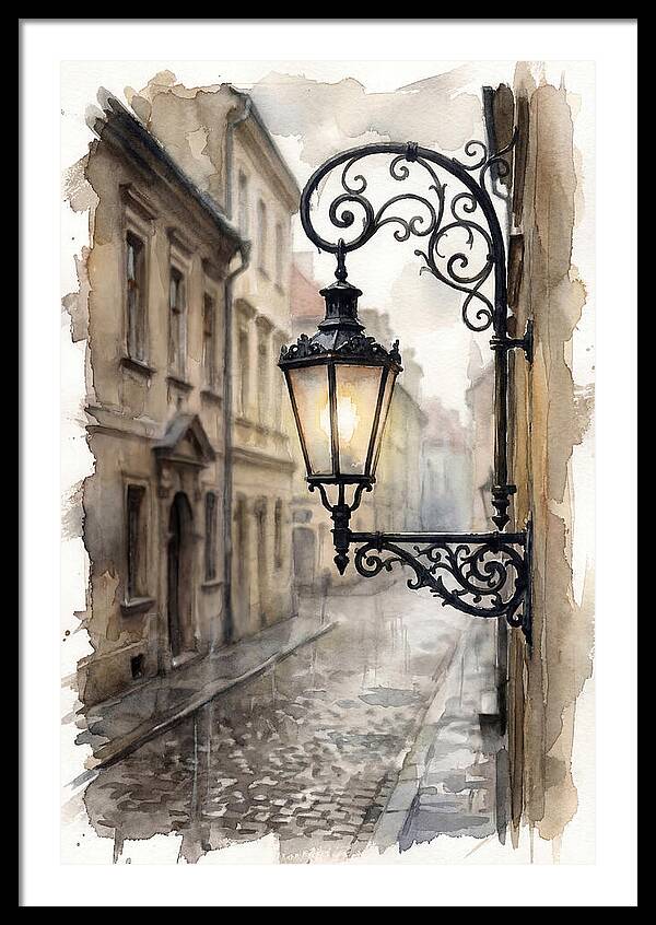 Old Street Lamp In Rain
