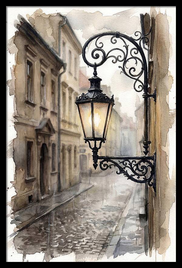 Old Street Lamp In Rain