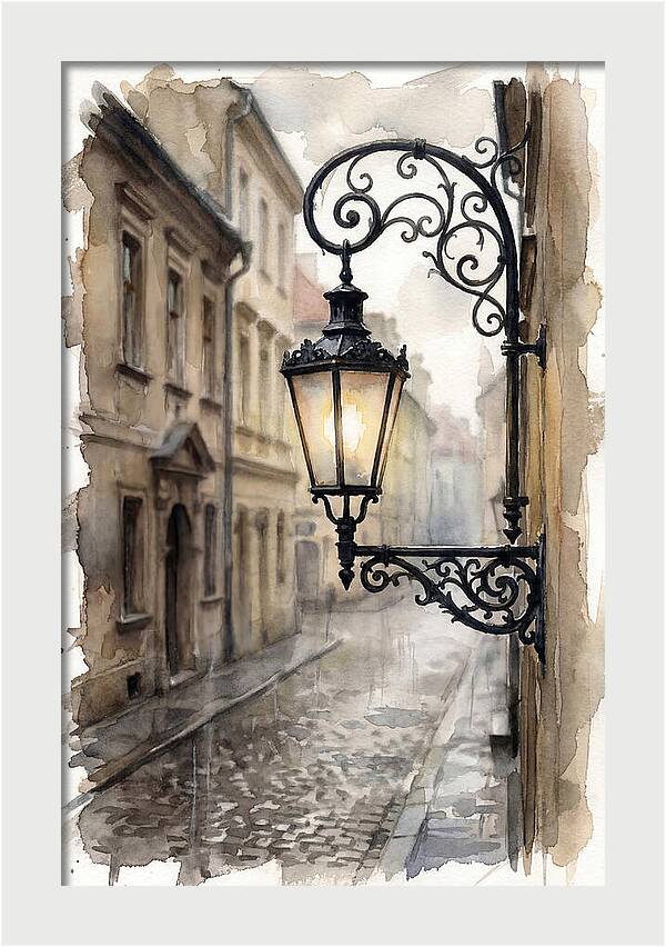 Old Street Lamp In Rain