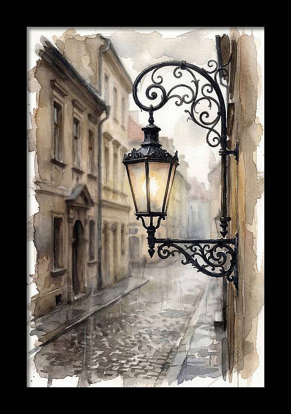 Old Street Lamp In Rain