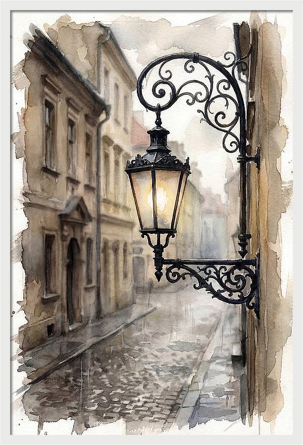 Old Street Lamp In Rain