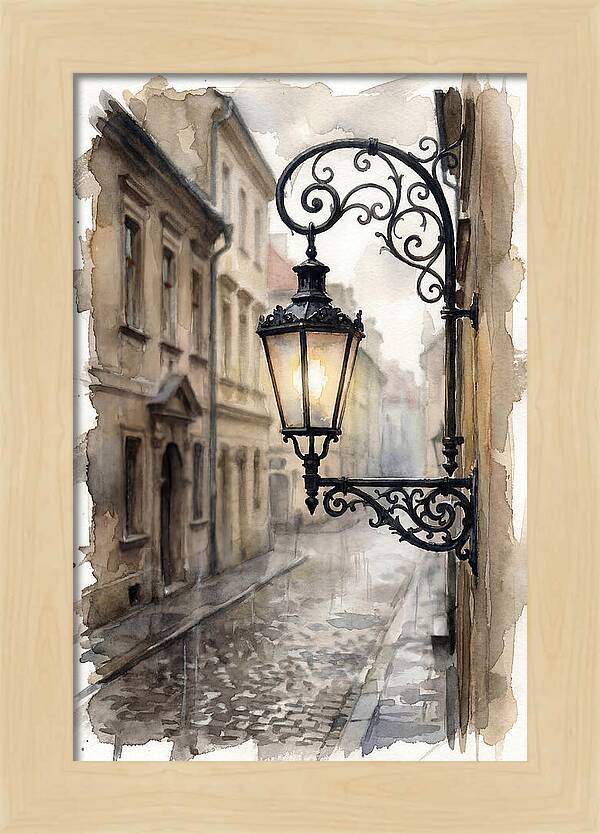 Old Street Lamp In Rain