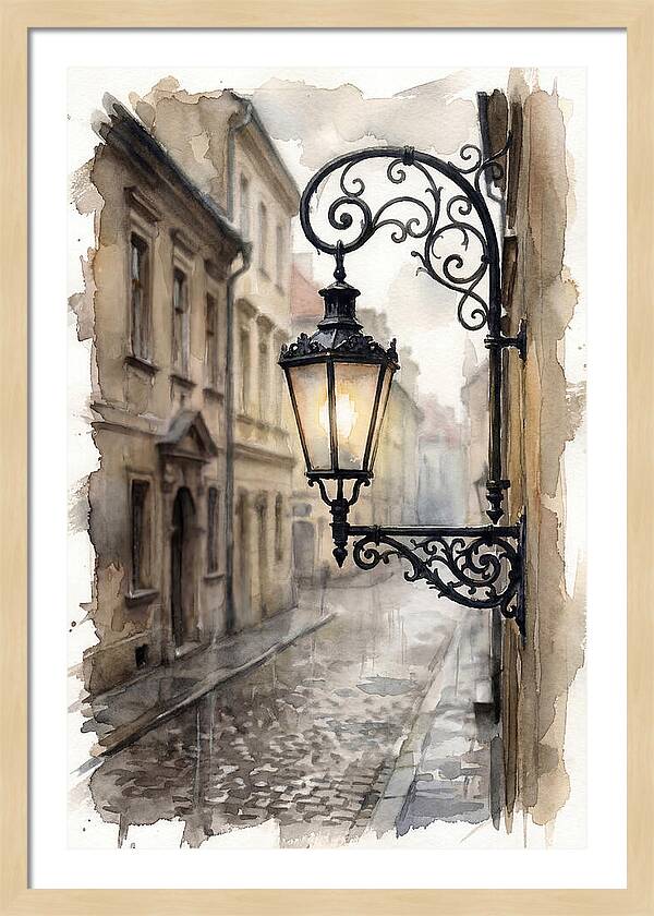 Old Street Lamp In Rain