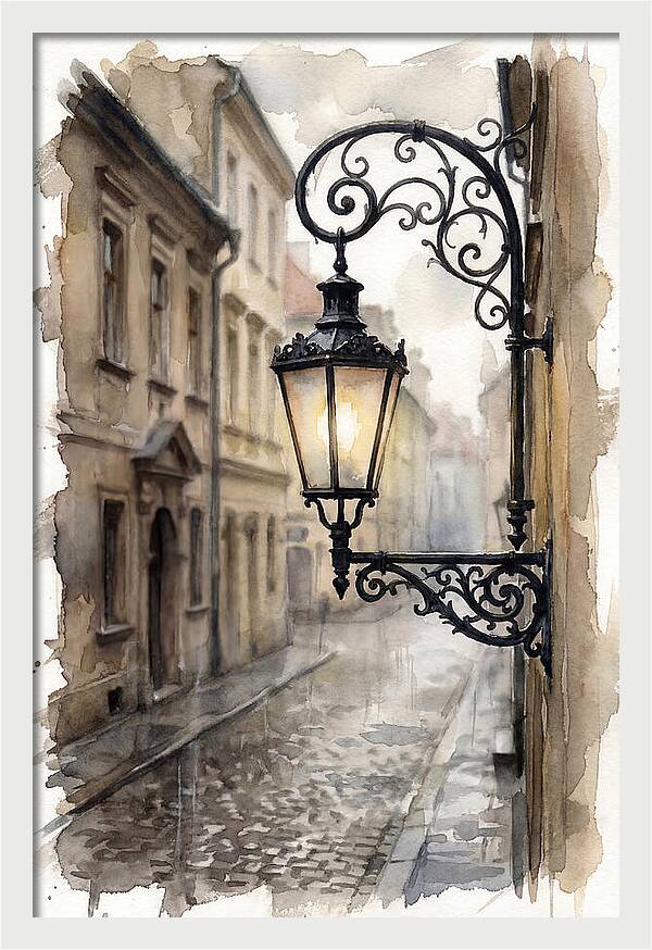 Old Street Lamp In Rain