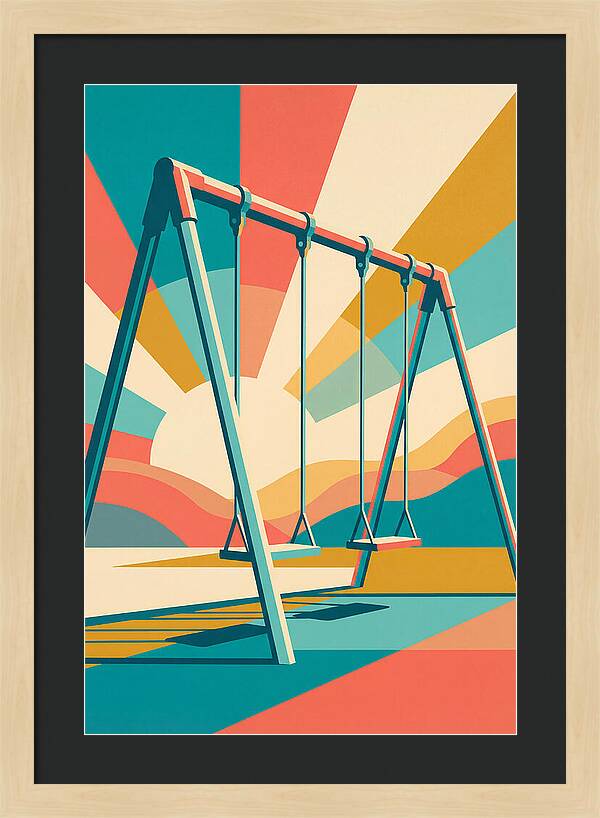 Old Swing Under Vibrant Skies