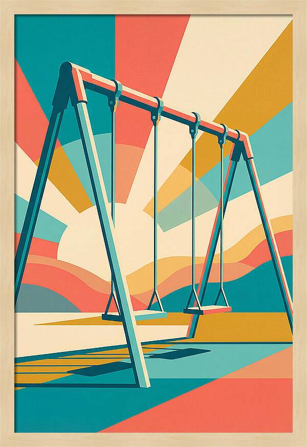 Old Swing Under Vibrant Skies
