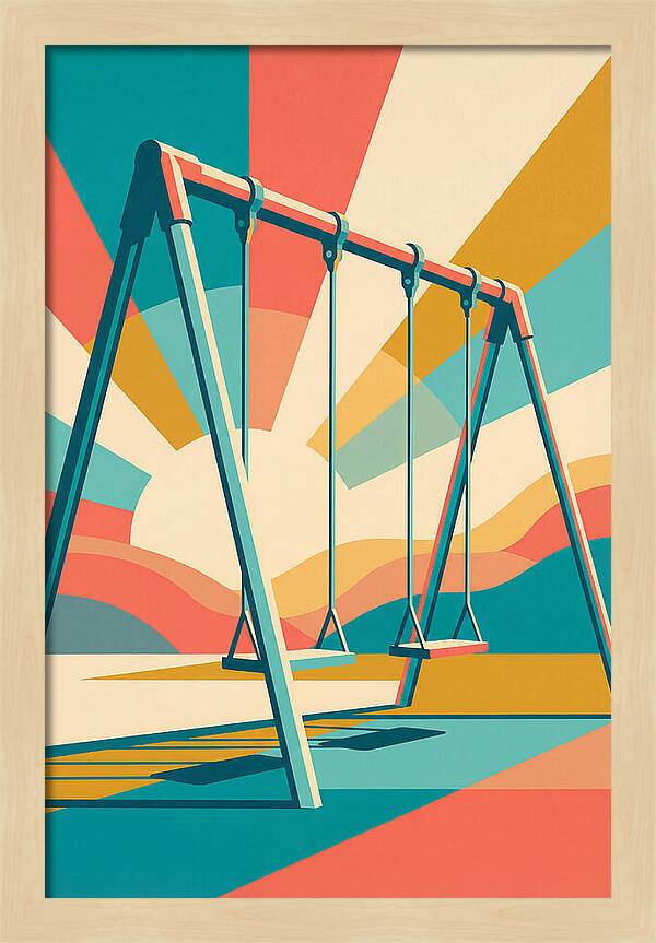 Old Swing Under Vibrant Skies