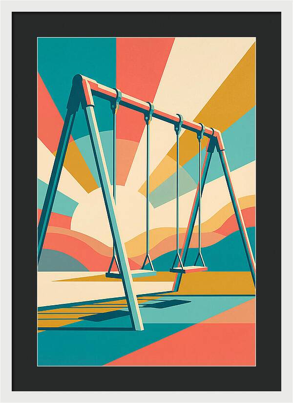 Old Swing Under Vibrant Skies
