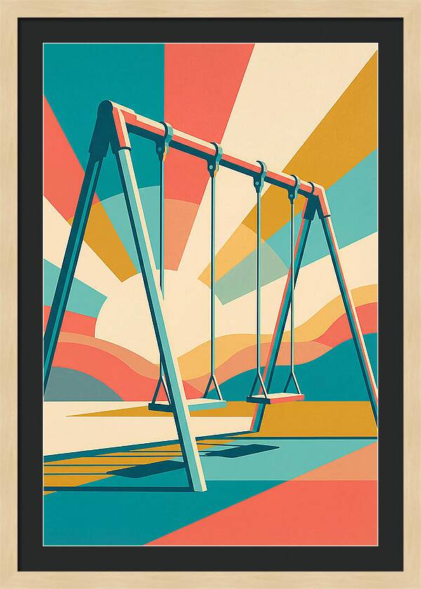 Old Swing Under Vibrant Skies