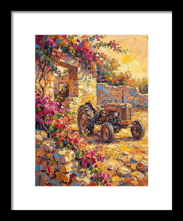 Old Tractor Amidst Bougainvillea