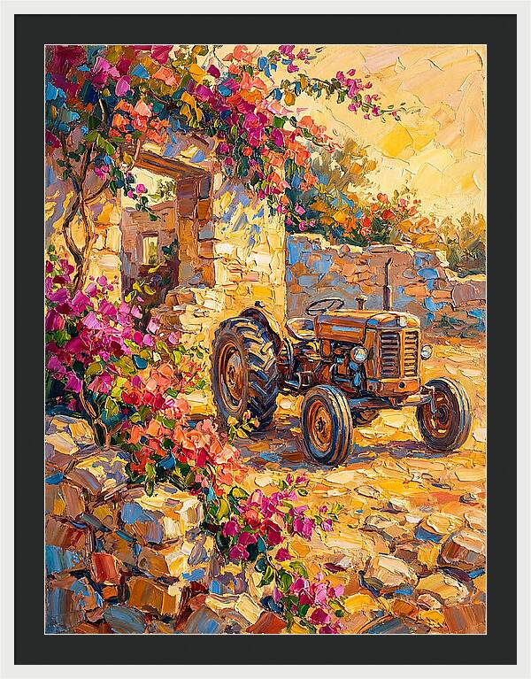 Old Tractor Amidst Bougainvillea