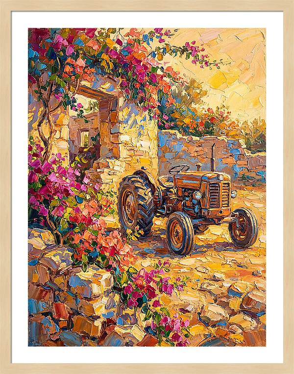Old Tractor Amidst Bougainvillea
