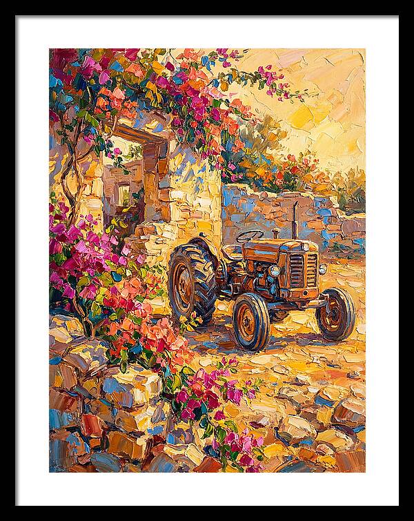Old Tractor Amidst Bougainvillea