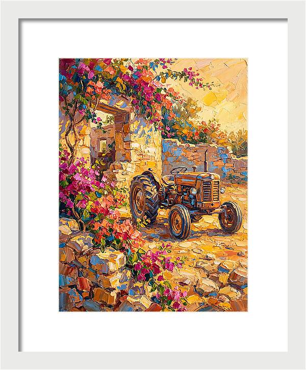 Old Tractor Amidst Bougainvillea