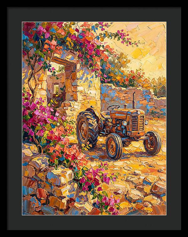 Old Tractor Amidst Bougainvillea