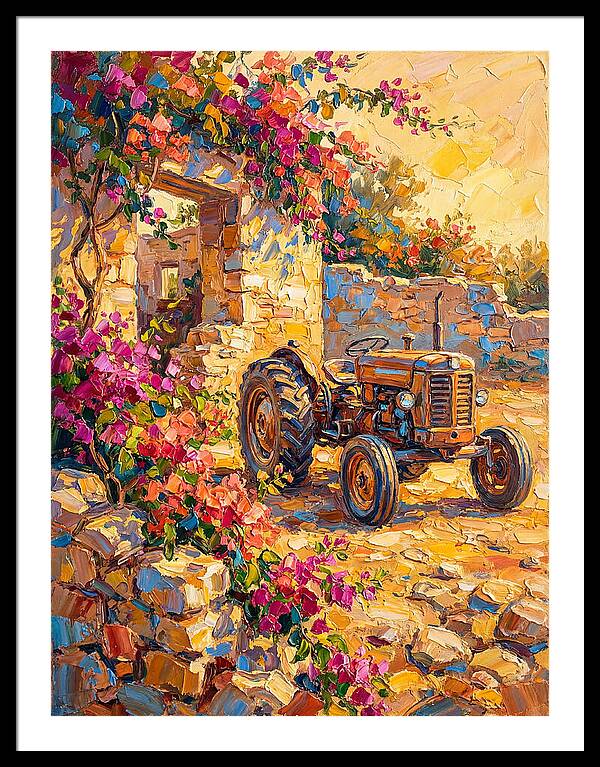 Old Tractor Amidst Bougainvillea