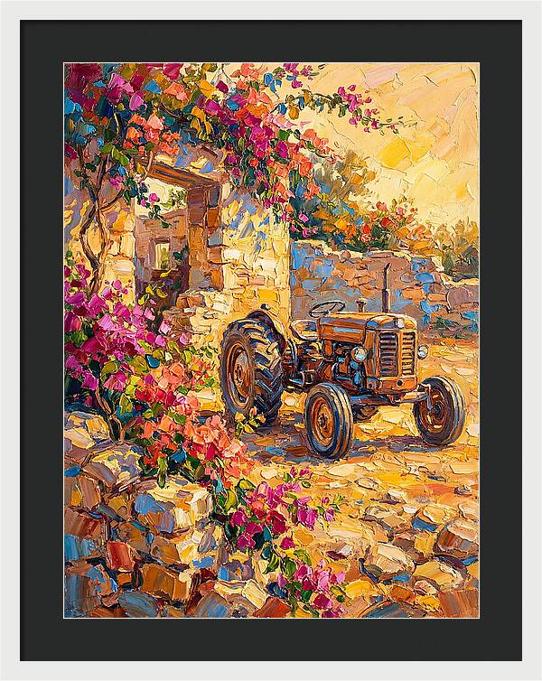 Old Tractor Amidst Bougainvillea