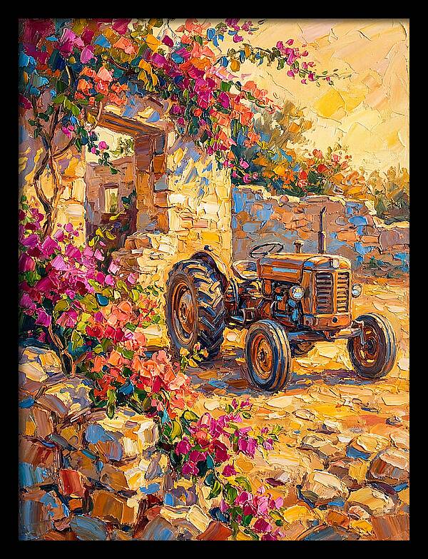 Old Tractor Amidst Bougainvillea