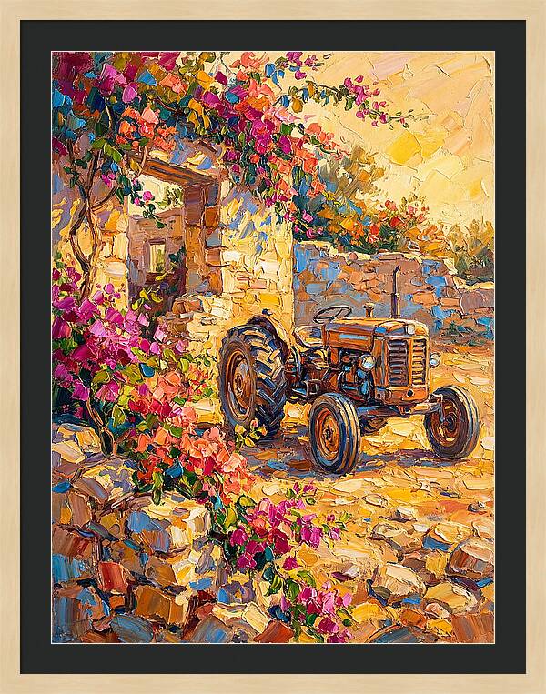 Old Tractor Amidst Bougainvillea