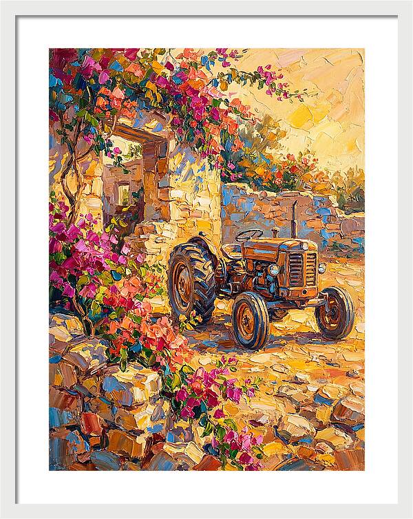 Old Tractor Amidst Bougainvillea