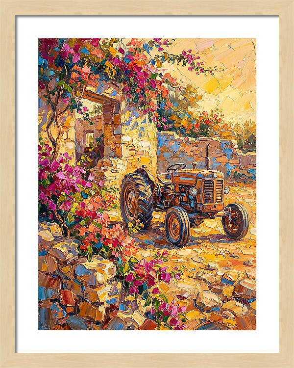 Old Tractor Amidst Bougainvillea